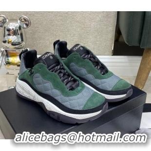 Good Quality Chanel Fabric & Suede Sneakers G38290 Gray/Green