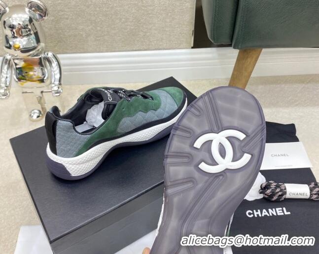 Good Quality Chanel Fabric & Suede Sneakers G38290 Gray/Green