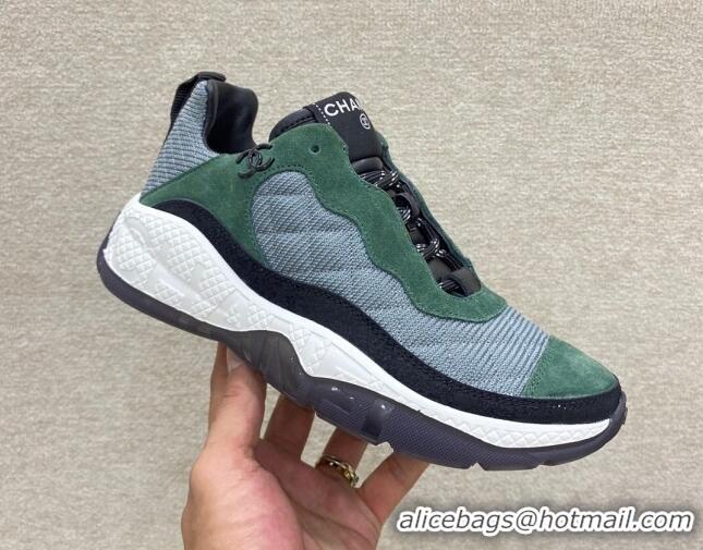 Good Quality Chanel Fabric & Suede Sneakers G38290 Gray/Green