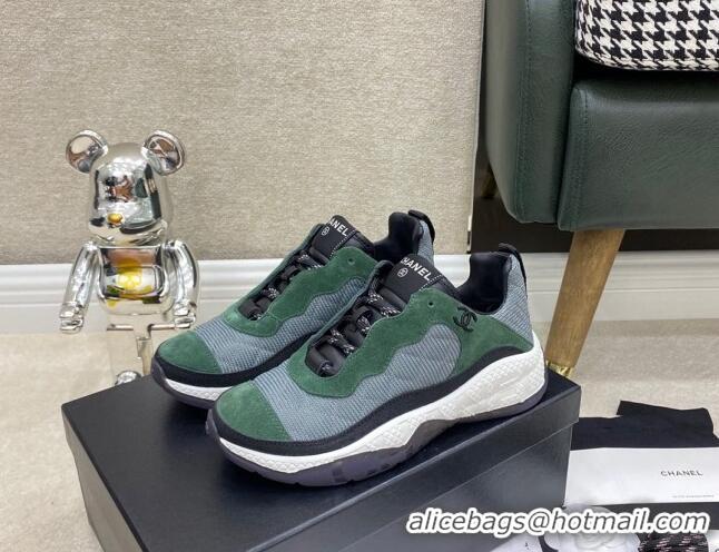 Good Quality Chanel Fabric & Suede Sneakers G38290 Gray/Green