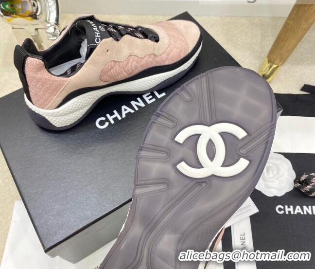 Perfect Chanel Fabric & Suede Sneakers G38290 Pink/Beige