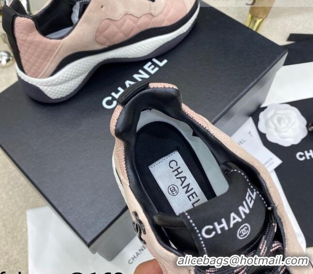 Perfect Chanel Fabric & Suede Sneakers G38290 Pink/Beige