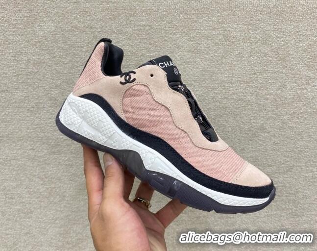 Perfect Chanel Fabric & Suede Sneakers G38290 Pink/Beige