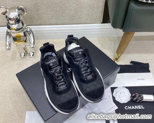 Unique Style Chanel Fabric & Suede Sneakers G38290 Black