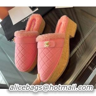 Best Product Chanel Suede and Shearling Clogs Mules 4.5cm G38271 Pink