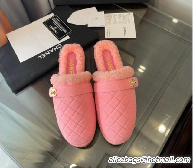 Best Product Chanel Suede and Shearling Clogs Mules 4.5cm G38271 Pink