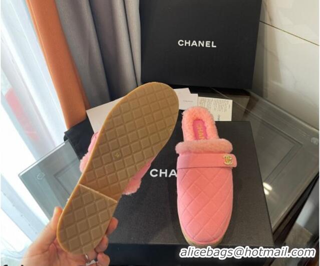 Best Product Chanel Suede and Shearling Clogs Mules 4.5cm G38271 Pink