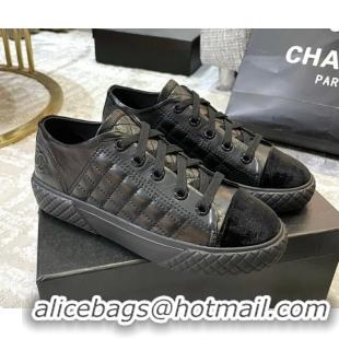 Luxury Discount Chanel Quilted Calfskin Sneakers 092411 Black