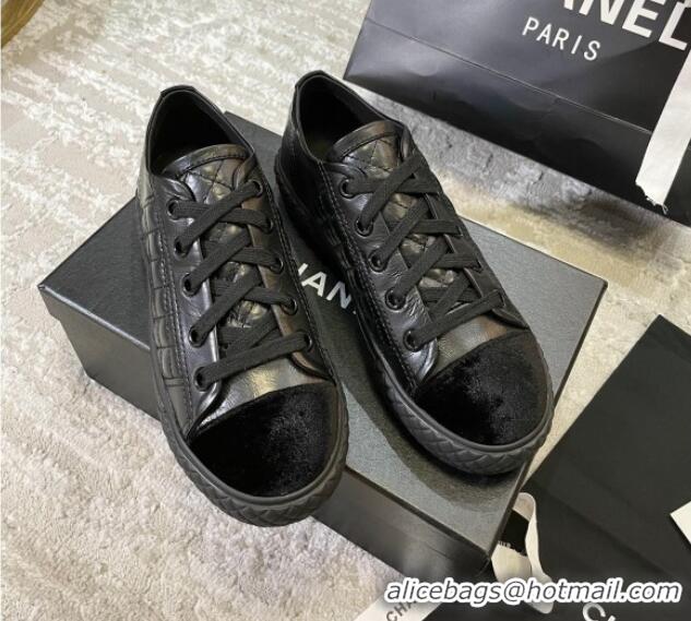 Luxury Discount Chanel Quilted Calfskin Sneakers 092411 Black