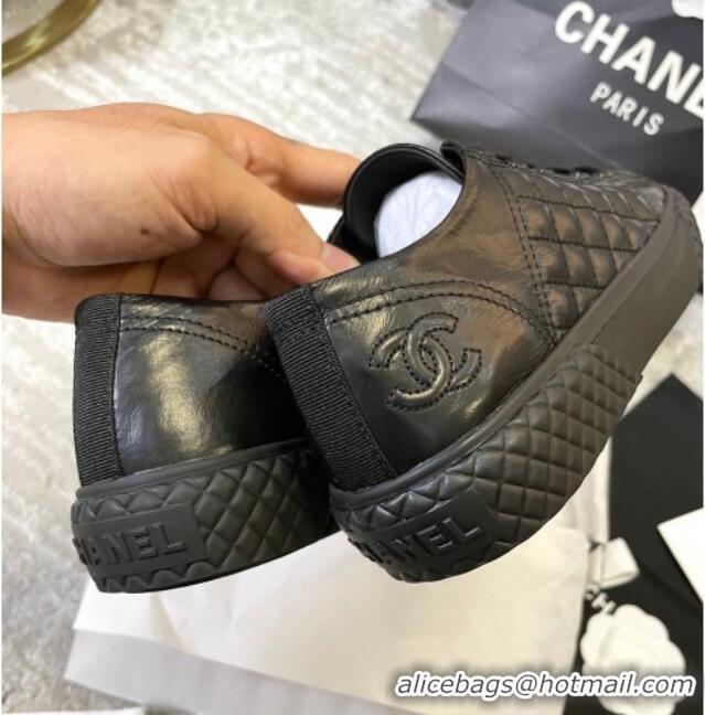 Luxury Discount Chanel Quilted Calfskin Sneakers 092411 Black