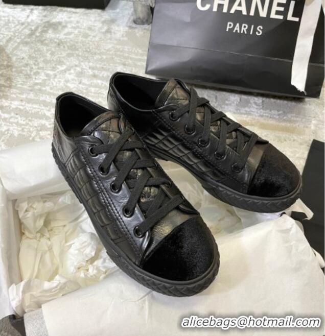 Luxury Discount Chanel Quilted Calfskin Sneakers 092411 Black