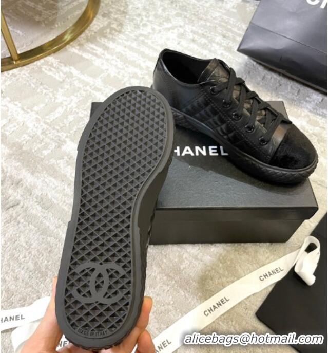 Luxury Discount Chanel Quilted Calfskin Sneakers 092411 Black