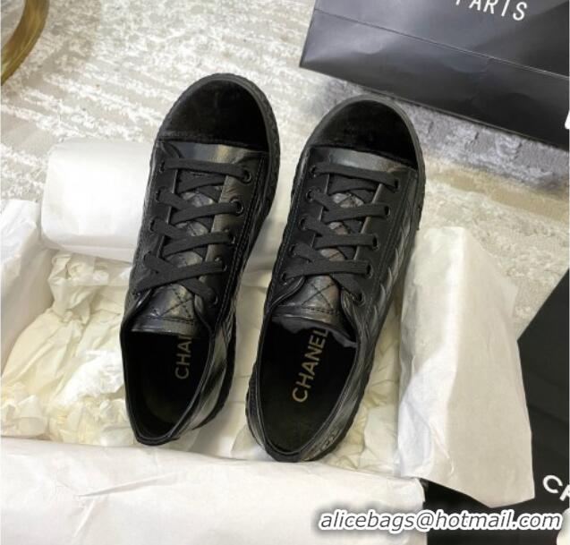 Luxury Discount Chanel Quilted Calfskin Sneakers 092411 Black