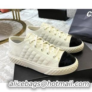 1:1 aaaaa Chanel Quilted Calfskin Sneakers 092411 White