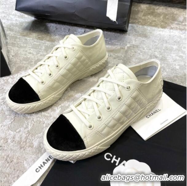 1:1 aaaaa Chanel Quilted Calfskin Sneakers 092411 White