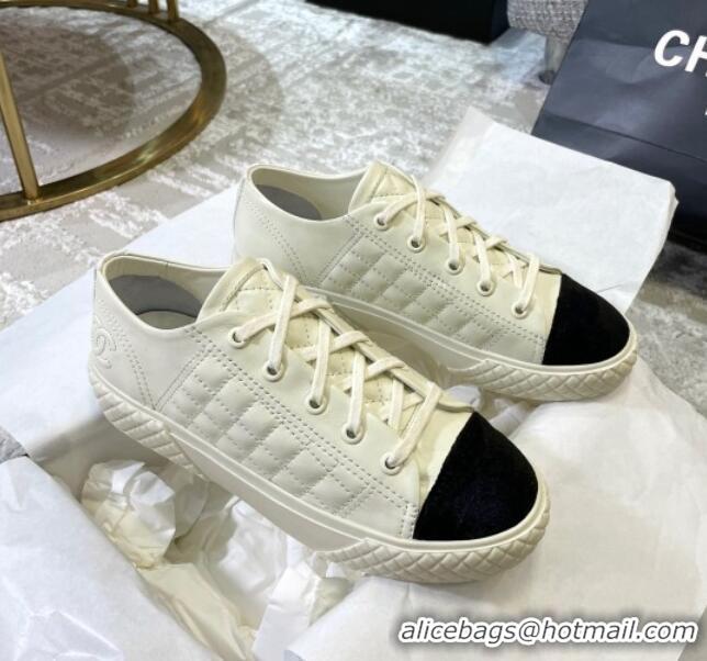 1:1 aaaaa Chanel Quilted Calfskin Sneakers 092411 White