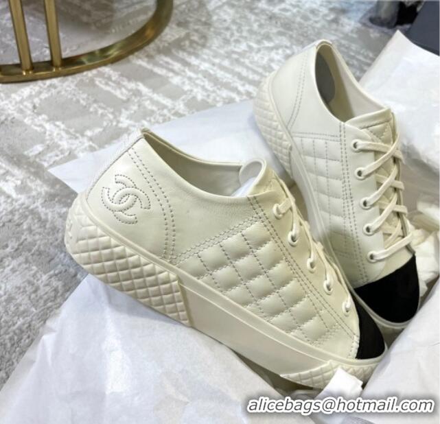 1:1 aaaaa Chanel Quilted Calfskin Sneakers 092411 White