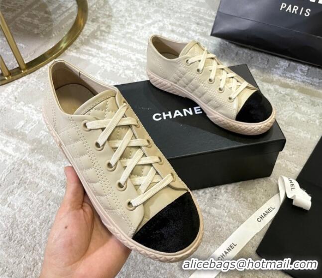 Perfect Chanel Quilted Calfskin Sneakers 092411 Beige