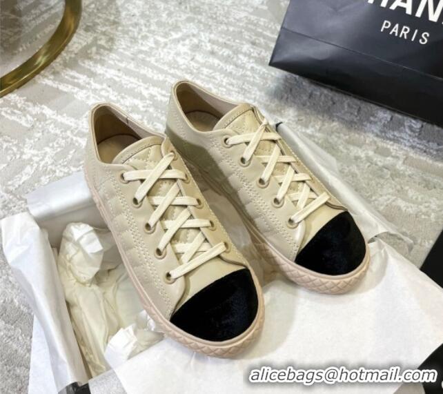 Perfect Chanel Quilted Calfskin Sneakers 092411 Beige