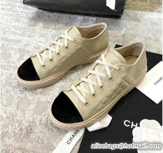 Perfect Chanel Quilted Calfskin Sneakers 092411 Beige