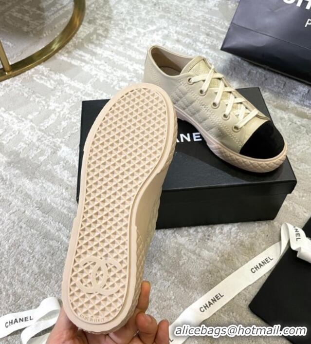 Perfect Chanel Quilted Calfskin Sneakers 092411 Beige