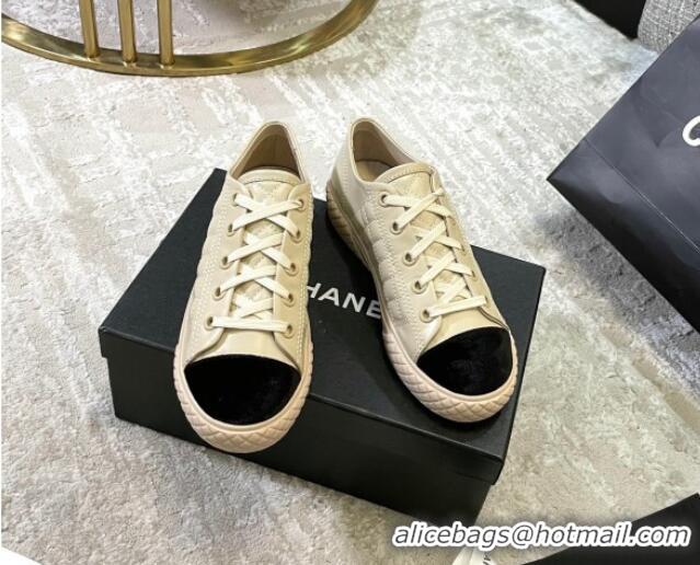 Perfect Chanel Quilted Calfskin Sneakers 092411 Beige