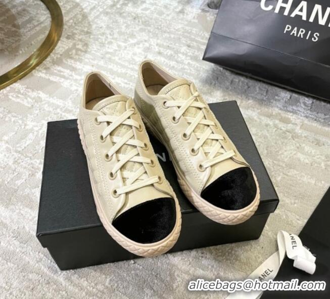 Perfect Chanel Quilted Calfskin Sneakers 092411 Beige