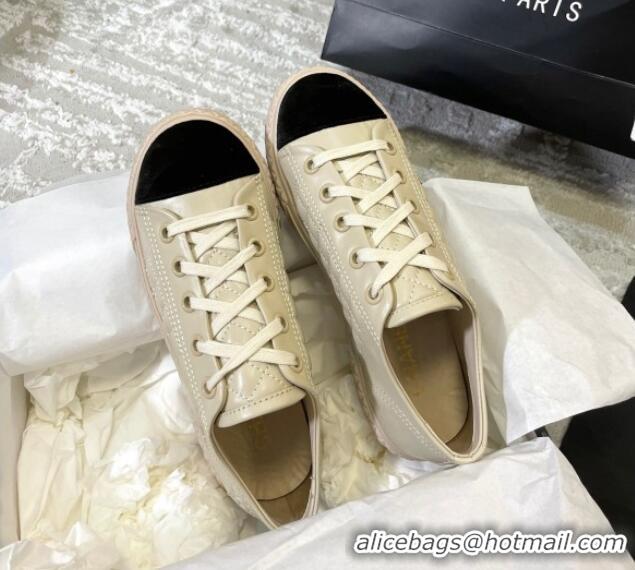 Perfect Chanel Quilted Calfskin Sneakers 092411 Beige