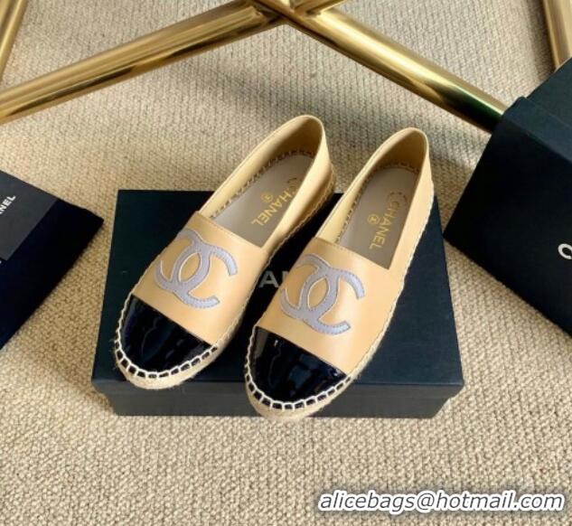 Stylish Chanel Lambskin Espadrilles G33553 Apricot