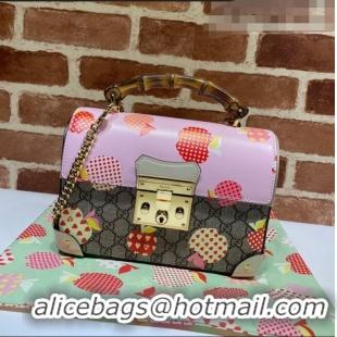 Famous Brand Gucci Les Pommes Padlock Small Bag 603221 Beige/Pink 2021