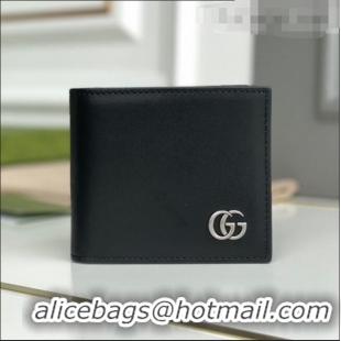 Classic Gucci GG Marmont Smooth Leather Bi-fold Wallet 428726 Black 2021