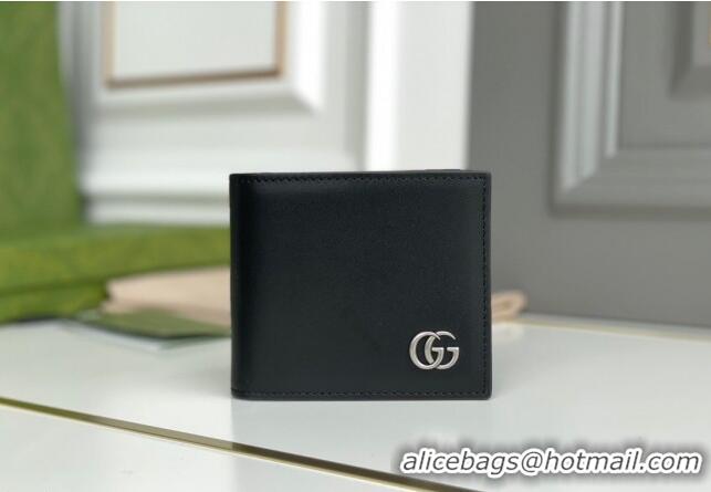 Classic Gucci GG Marmont Smooth Leather Bi-fold Wallet 428726 Black 2021