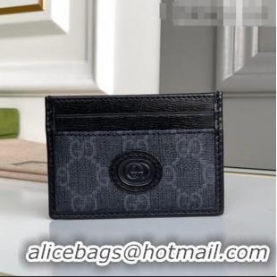 Top Grade Gucci Men's Black GG Canvas Card Case Wallet with Interlocking G 673002 2021 