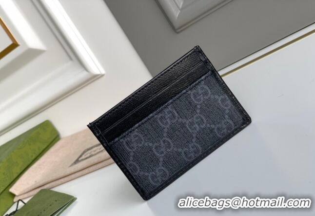 Top Grade Gucci Men's Black GG Canvas Card Case Wallet with Interlocking G 673002 2021 