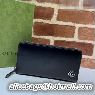 Good Product Gucci Smooth Leather Zip Long Wallet 428736 Black 2021