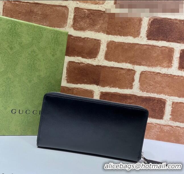 Good Product Gucci Smooth Leather Zip Long Wallet 428736 Black 2021