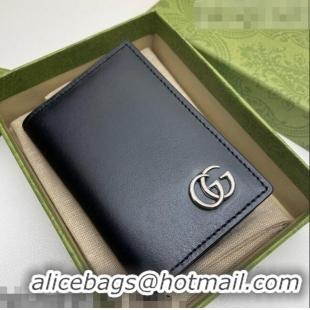 Most Popular Gucci Smooth Leather Wallet 547075 Black Silver 2021