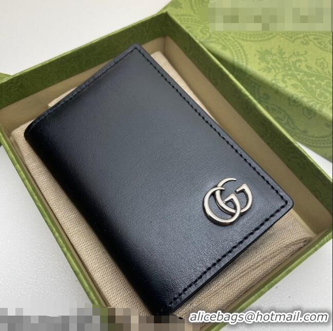 Most Popular Gucci Smooth Leather Wallet 547075 Black Silver 2021