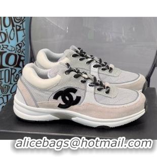 Cheap Price Chanel Fabric & Suede Sneakers G38299 Gray/White