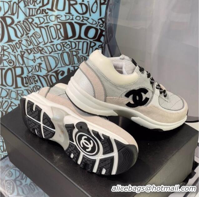 Cheap Price Chanel Fabric & Suede Sneakers G38299 Gray/White