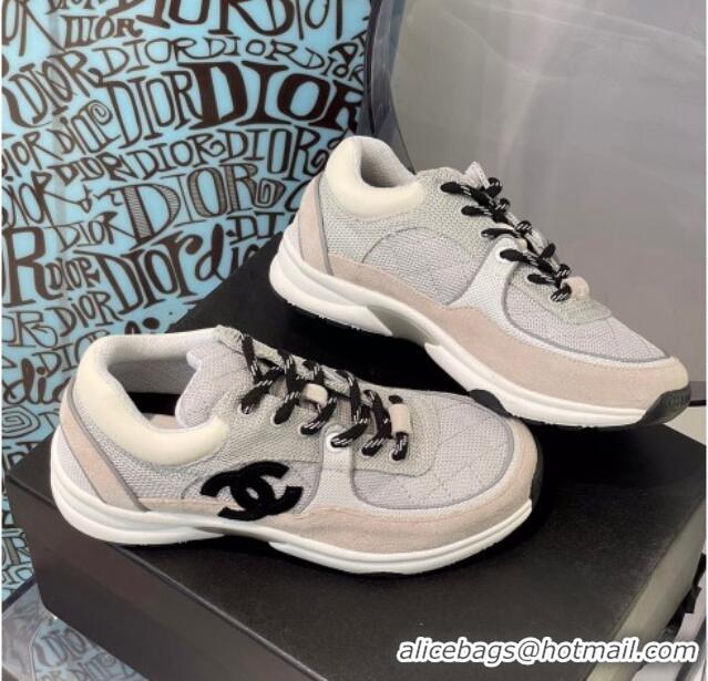 Cheap Price Chanel Fabric & Suede Sneakers G38299 Gray/White