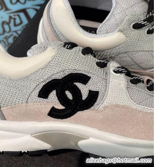 Cheap Price Chanel Fabric & Suede Sneakers G38299 Gray/White