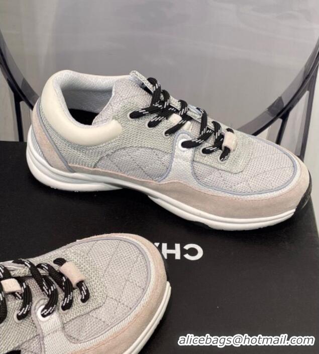 Cheap Price Chanel Fabric & Suede Sneakers G38299 Gray/White