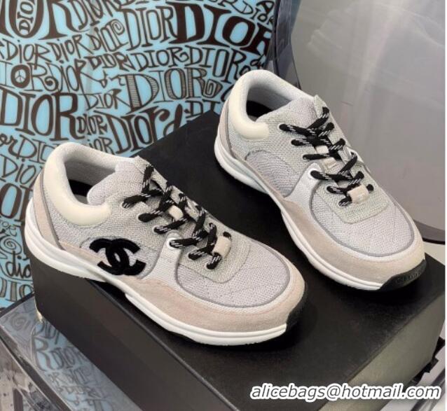 Cheap Price Chanel Fabric & Suede Sneakers G38299 Gray/White