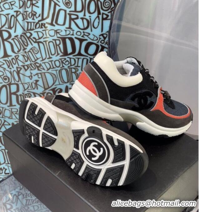 Top Quality Chanel Fabric & Suede Sneakers G38299 Gray/Black