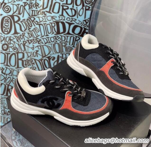 Top Quality Chanel Fabric & Suede Sneakers G38299 Gray/Black