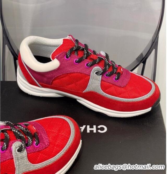 Popular Style Chanel Fabric & Suede Sneakers G38299 Pink/Red