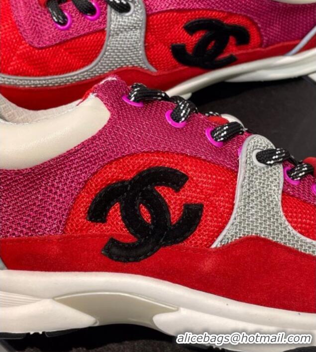 Popular Style Chanel Fabric & Suede Sneakers G38299 Pink/Red