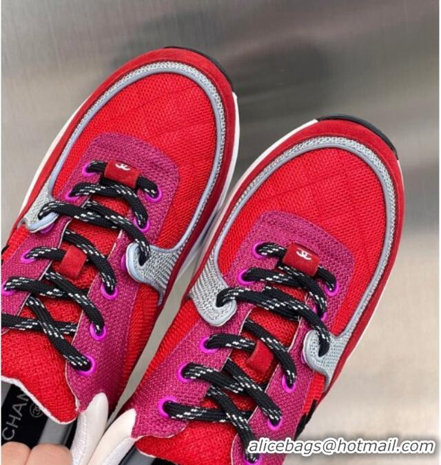 Popular Style Chanel Fabric & Suede Sneakers G38299 Pink/Red