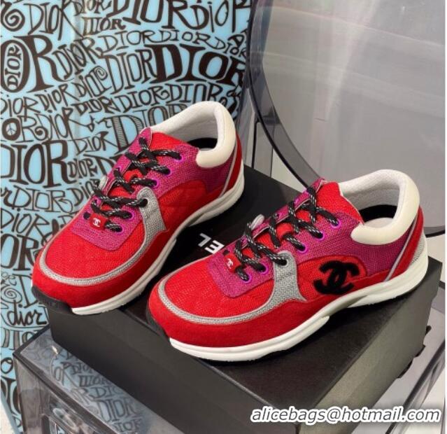 Popular Style Chanel Fabric & Suede Sneakers G38299 Pink/Red